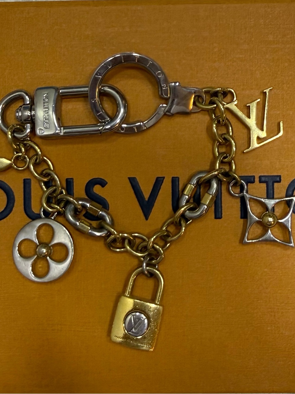 Louis Vuitton Two-Tone Gold and Silver Monogram Charm Key Holder